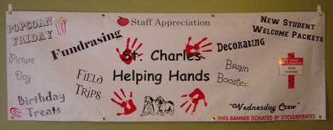 Local School Helping Hands Banner, Small Cost Efficient Banners, Better Than Staples Banners