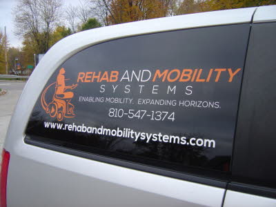 Rehab and Mobility Systems, Dodge Grand Caravan, Fleet Graphics, Van Lettering, Contractors Van Lettering, Delivery Van Graphics
