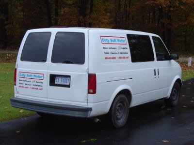 Coty Soft Water, Company Van, Chevy Astro Van, Chevy Contractors Van, Contractors Van Lettering, Contractors Van Graphics