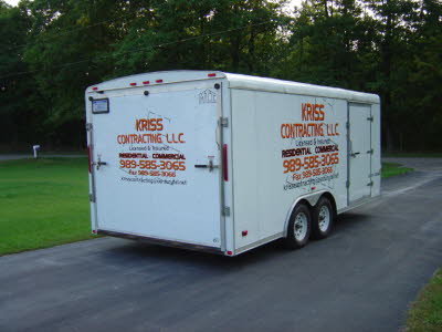 Kriss Contracting LLC, Utility Trailer, Tool Trailer, Contractor Trailer Lettering, Contractor Trailer Graphics, Enclosed Trailer Graphics, Enclosed Trailer Wraps, Graphics, Wraps, Lettering