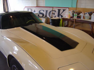Corvette Hood, Black Paint Raised Center