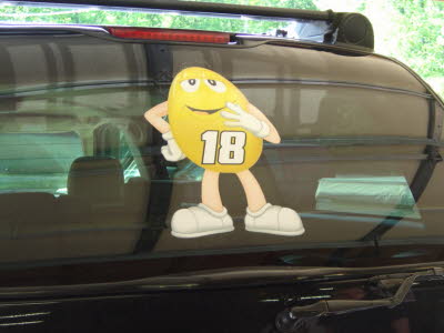 Yellow M&M Guy Decal, Number 18 M&M Racing Decal, Kyle Busch