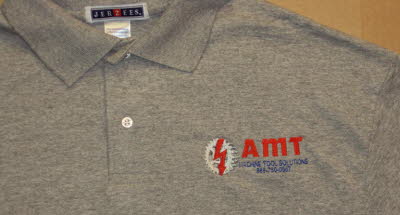 Embroidered Company Logo Polo Shirt, AMT, No Digitizing Fees, Free Digitizing