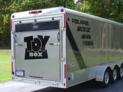 The Toy Box, Enclosed Toy Hauler Decals and Graphics, Contractor Trailer Lettering, Contractor Trailer Graphics, Enclosed Trailer Graphics, Enclosed Trailer Wraps, Graphics, Wraps, Lettering